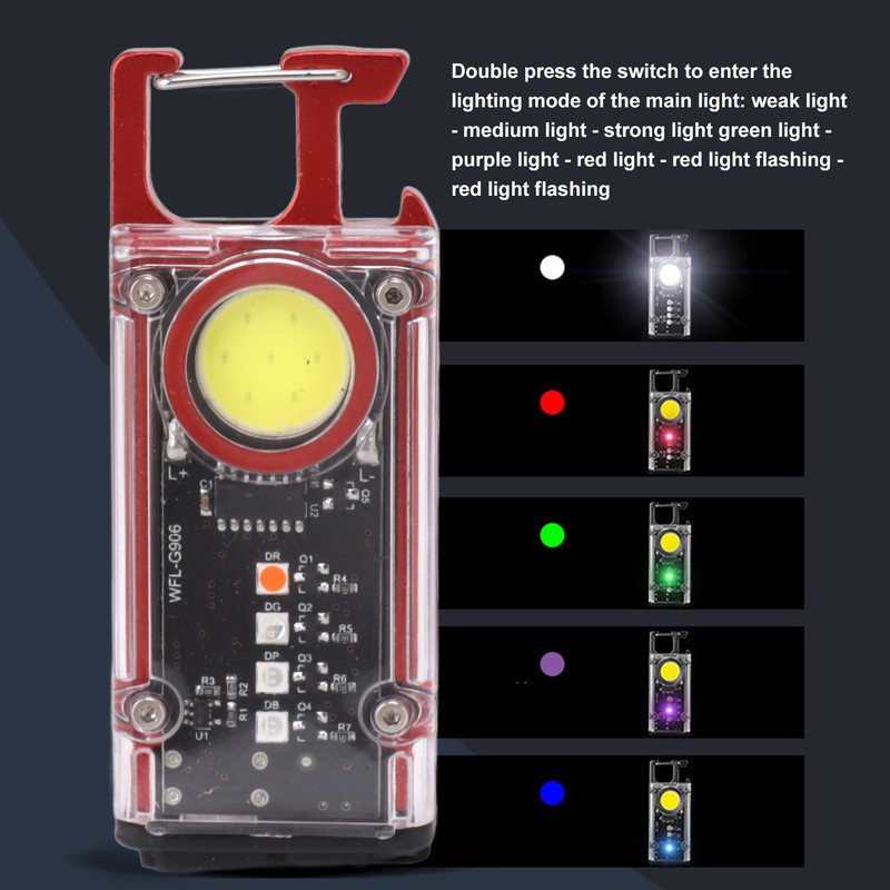 800LM COB Keychain Work Light Rechargeable Mini LED Flashlightht Outdoor