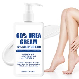 High Urea Foot Cream 60% for Cracked Heel Repair, Callus Remover & Dry Skin Relief. Powerful 2% Formula for Hand, Foot & Body Care, 150ML