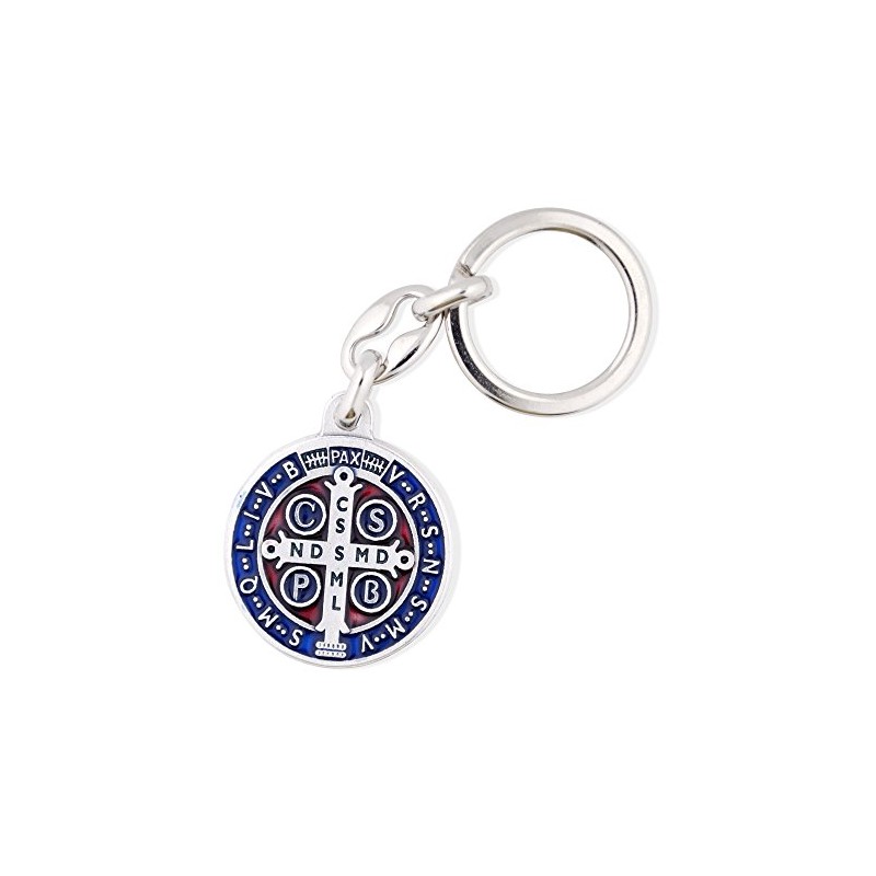 Saint Benedict Medal Key Chain with Colored Enamel