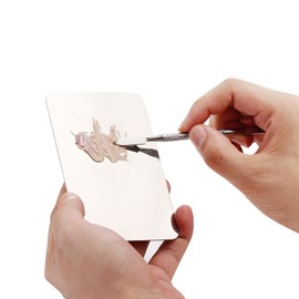 Makeup Palette Small Stainless Steel Cosmetic Spatula Rectangle Shape Foundation Mixing Plate Tool