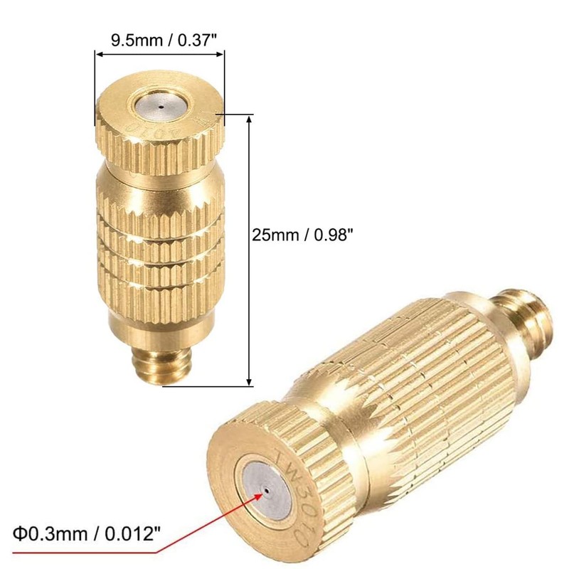 Brass Misting Nozzle, 10 Pack High Pressure Spray 10/24 UNC