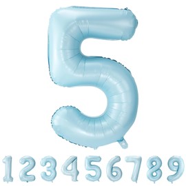 hpnparty Geburtstag zahlen luftballon 5 jahre Folienballon Kindergeburtstag Deko blau-Mädchen Junge Geburtstag 5 jahr 40" - 101cm Folienballon 5 jahre Geburtstags deko-fliegt mit Helium