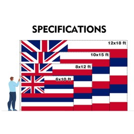 Hawaii State Extra Large Flag 6x10FT HI Giant Flag Polyester Vivid Color With 3 Brass Grommets For Hawaii Themed Festival Events Party Decoration Indoor Outdoor (HI, 6x10FT)
