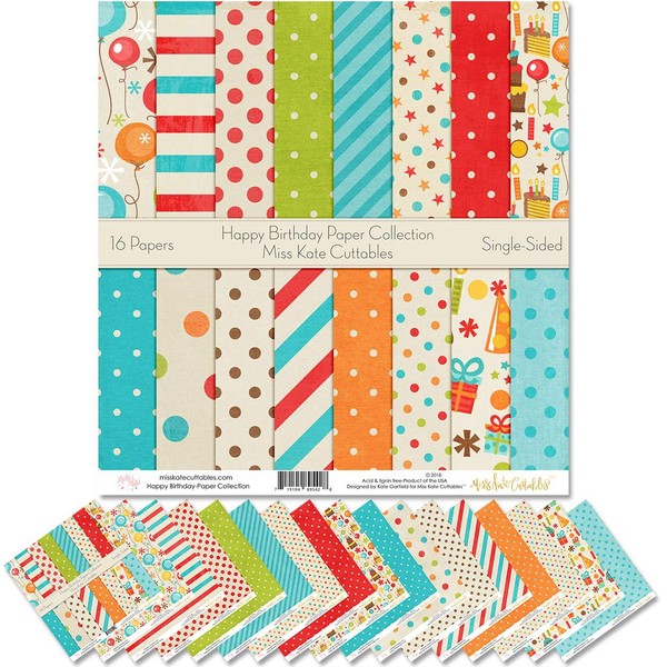 Miss Kate Cuttables Pattern Paper Pack - Happy Birthday -