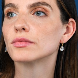 namana 925 Sterling Silver Drop Earrings for Women and Girls, Drop Earrings for Women with Pear Shaped Color Stones, Gold or Silver Earrings with Gift Box, Sterling Silver