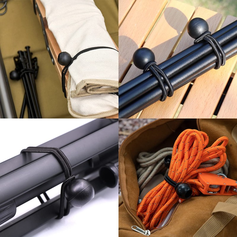 BYZANDQI Bungee Bands with Ball, Pack of 25, Tent Rubbers