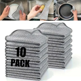 Y.F.H sunbest 10 Pieces Dishcloth circularite scrubbing Cloths Anti-Scratch mesh rag Single Layer Multi-Purpose Wet and Dry Cleaning Cloth Microfiber dishwashing Towels