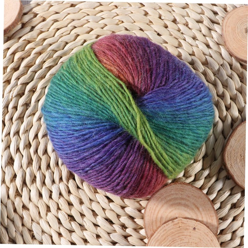 Tofficu 2pcs Knitting Yarn Wool Super Chunky Rainbow Yarn for