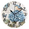 ALAZA Blue Birds Hydrangeas Butterflies French Wall Clock Battery Operated