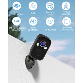 Rraycom 5MP Security Cameras Wireless Outdoor, 3PC Battery Powered Spotlight Siren Alarm Color Night Vision Security Camera, Motion Detection, 2-Way Talk, Cloud/SD, Work with Alexa