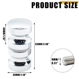 Kyuionty 2 Pack Shower Glass Door Handle, Stainless Steel Shower Doors Knob Double Sided Pull Hardware for Bathroom Glass Doors (Polished Chrome)