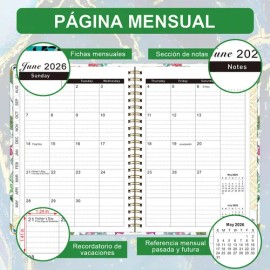 Agenda Diaria Doxungoo 2026 A5 Anillada con Espiral Metálico y Cubierta Impermeable