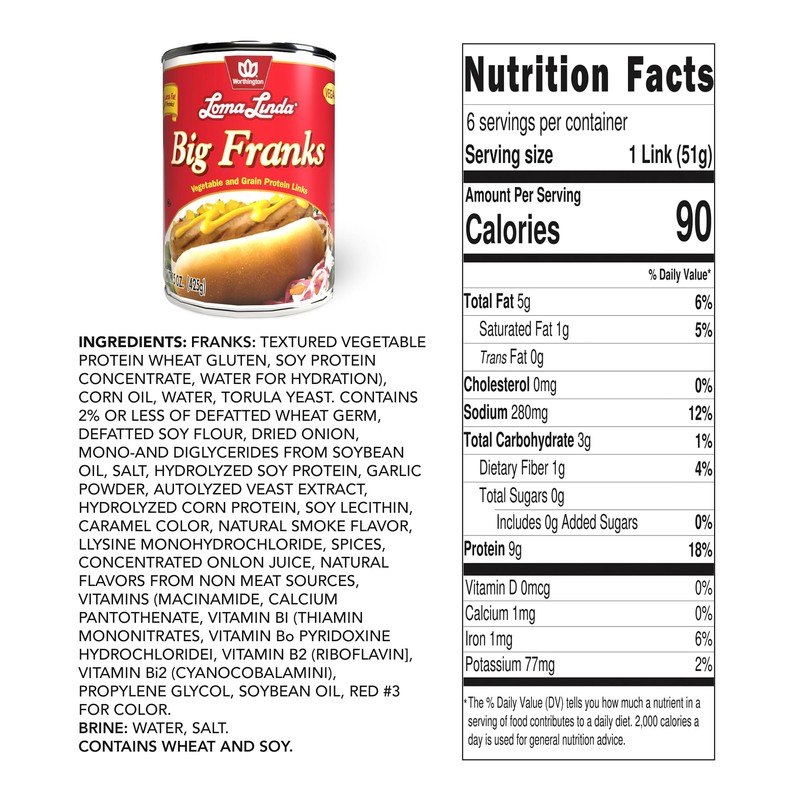 Loma Linda - Plant-Based - Big Franks (15 oz.) (Pack