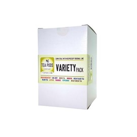 Variety pack tea pods compatible with Nespresso OriginalLine - 50 single-serve capsules hibiscus, english breakfast, peppermint, jasmine, paradise, green and black tea, earl grey bergamot, decaf teas