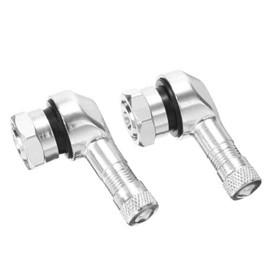 2PCS Motorcycle CNC Aluminum 11.3mm Tire Wheel Stem Valve 90 Degree Angled (Silver)