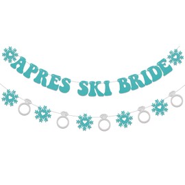 Apres Ski Bride Banner – Apres Ski Bachelorette Party Decorations, Snow in Love Party Banner, suministros de fiesta temática de despedida de soltera de invierno, purpurina azul y plateado