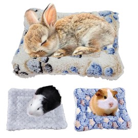 ChAusa Pack of 3 Small Animal Plush Bed Guinea Pig Bed Warm Fluffy Plush Bed Guinea Pig Accessories Plush Bed for Small Animals for Guinea Pigs, Hamsters, Kittens (Two Sizes)
