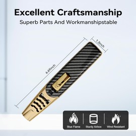 ZQMW Torch Lighter, Windproof Adjustable Big Jet Flame Butane Lighter, Refillable Cool Butane Torch Lighter for Candle Kitchen Cooking BBQ Grill Soldering with Safety Lock (Butane Not Included)