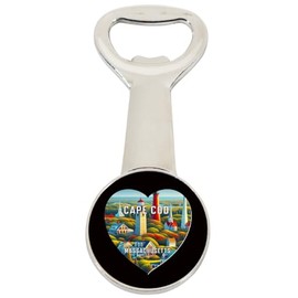 Cape Cod Massachusetts Travel Souvenir Destination Heart Shape Design Magnetic Bottle Opener Single