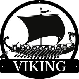 Viking Ship VIKING Boat Store Sign Black Metal Wall Art Plaque Metal Viking Sign Home Decor Outdoor Viking Wall Art Metal Wall Art Gift for Housewarming