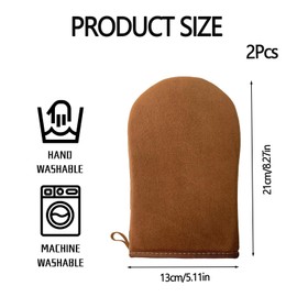 2Pcs Tanning Mitt, Tan Mitt, Washable Tanning Mit with Smooth and Even Effect Reusable Double-Sided, Reusable Fake Tan Mitt Prevents Stained Hands for Sunbathing(Black,Brown)