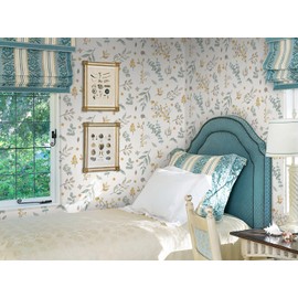 Timeet Floral Wallpaper Peel and Stick Self Adhesive Wallpaper Green/Yellow/Beige Removable Wallpaper Wall Decor 15.4in x 118.11in