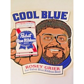 PABST BLUE RIBBON BEER, COOL BLUE, STICKER, Rosey Grier, LARGE, 8" x 7", Nice!
