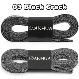 DANHUA Thin Flat Black Crack Print Shoelaces 47Inch Shoe Laces Shoestring 2 Pair