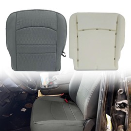 NLQR Front Diver Side Bottom & Foam Cushion Replacement Cloth Seat Covers Gray Compatible with Dodge Ram 1500 2500 3500 4500 5500 2013 2014 2015 2016 2017 2018