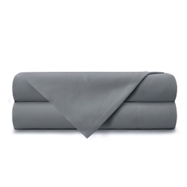 VACVELT 2 Pack Light Grey Flat Sheets Queen Flat Sheet Only, Brushed Microfiber Top Sheets 1800 Thread Count Bedding Flat Sheets for Queen Mattress, Hotel Luxury Flat Bed Sheets Soft Flat Sheet Set