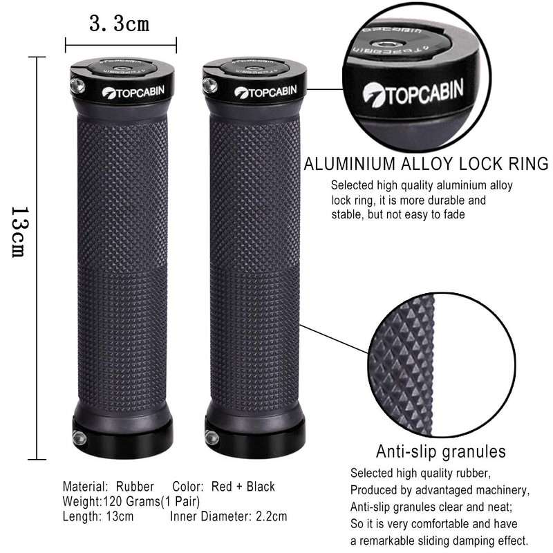 TOPCABIN Bicycle Handlebar Grips, Ergonomic Design, Mountain Bike / BMX