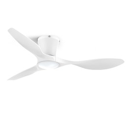ocioc 42 inch Ceiling Fans with Lights and Remote, Dimmable Ceiling Fans with Reversible Quiet DC Motor, Flush Mount, 3CCT, White Ceiling Fan for Bedroom Living Room Indoor/Outdoor