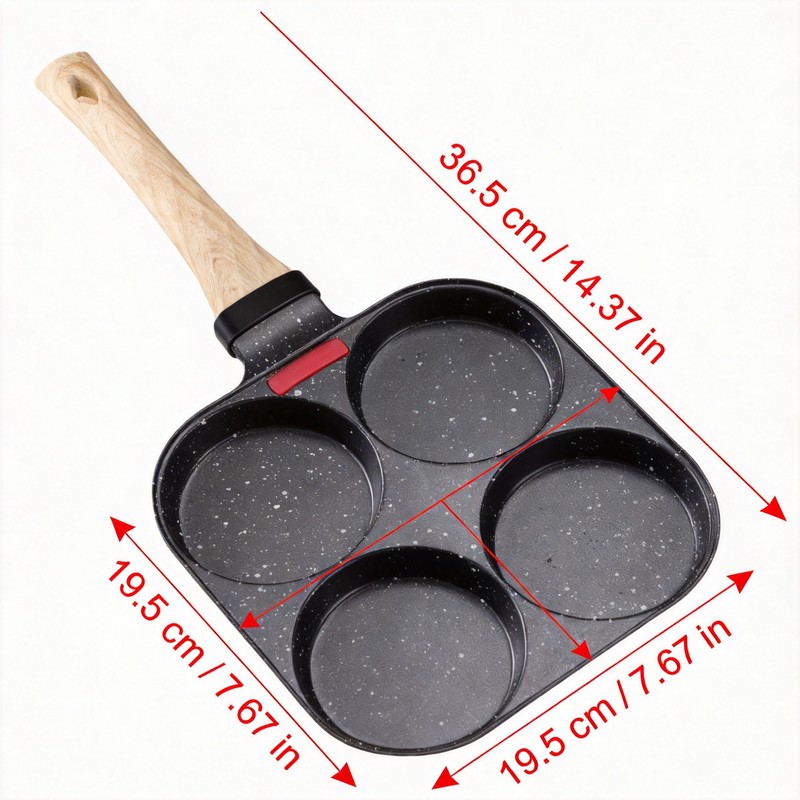 4-Hole Nonstick Egg Frying Pan for Breakfast – Aluminum Alloy