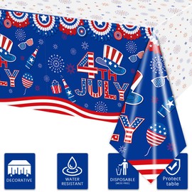 Rejoice Bunny 3-Pack Independence Day Party Tablecloths - 4th of July Festival Decorations - Disposable Table Covers - 54x108 Inches