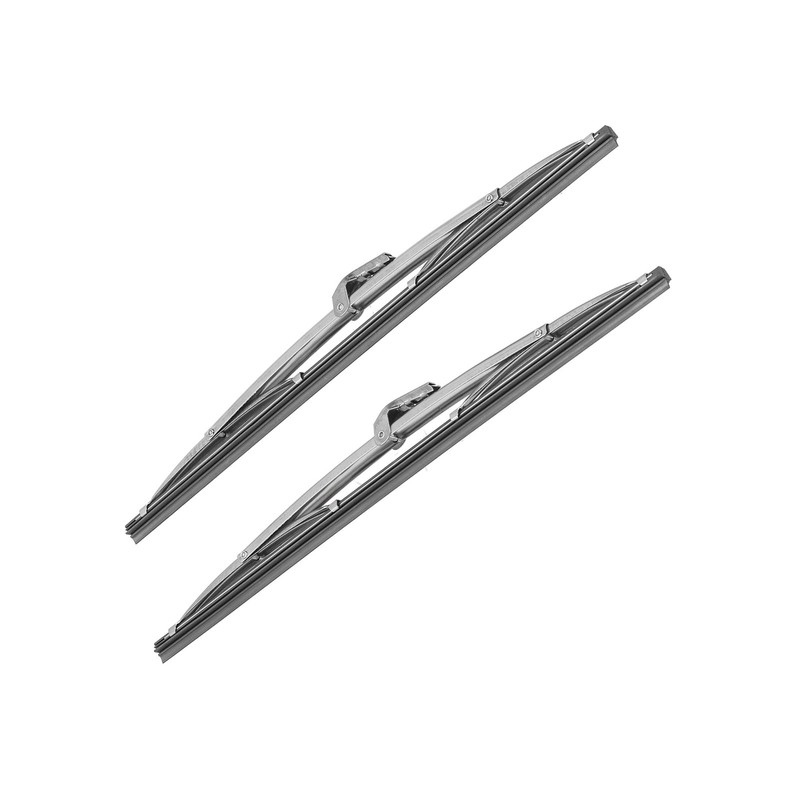 12in/30.48cm Front Windshield Wiper Blades Stainless Steel Polished Silver Universal