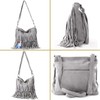 Womens Italian Real Suede Leather Fringe Tassel Shoulder Handbag Cross