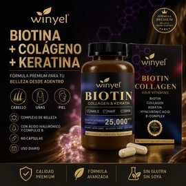 Biotina Cabello Uñas Piel Con Colágeno Cabello Fuerte