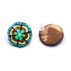 Hand painted vivid green flower button coconut shell stud earrings
