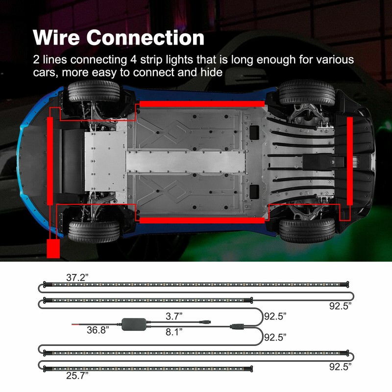 MICTUNING RGB LED Strips Under Car Truck Tube Underbody Underglow