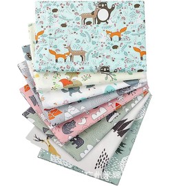 BrightGlow Cotton Fabric Pack of 8 25 x 25 cm Cotton Fabric Sold by the Metre Patchwork Fabric Package Fabric Scraps for Sewing Cotton Fabric Bundle Cotton Cloth for Patchwork Quilting DIY Crafts