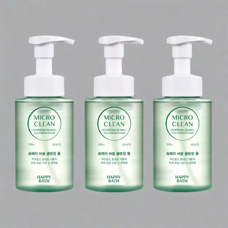 Happybath 해피바스 마이크로 클린 솝베리 버블 클렌징폼 300ml 3개 Happy