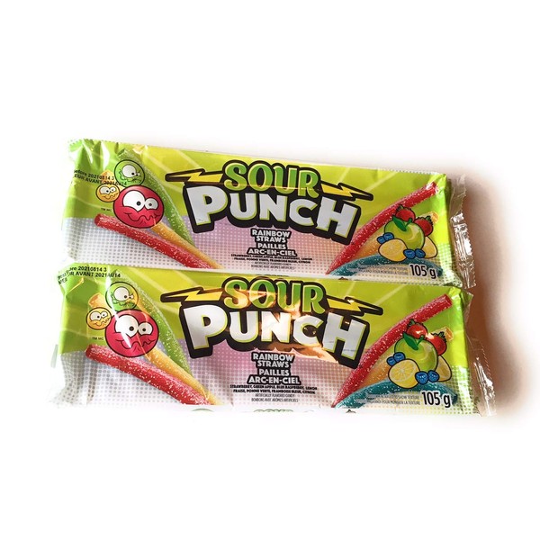 Sour Punch Rainbow Straws 105g, 2 Pack