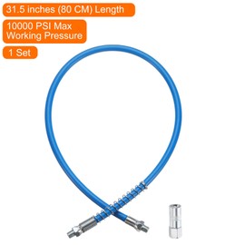 HARFINGTON Grease Gun Hose Kit 31.5" 10000 PSI Spring Flex High Pressure Quick Release Grease with Grease Gun Coupler 1/8" NPT Threads for Grease Gun, Blue