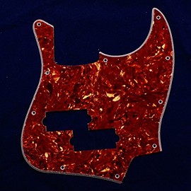 Jazz Bass Black Top Style Guitar Pickguard w/ PB Pickup hole ,4ply red tortoise