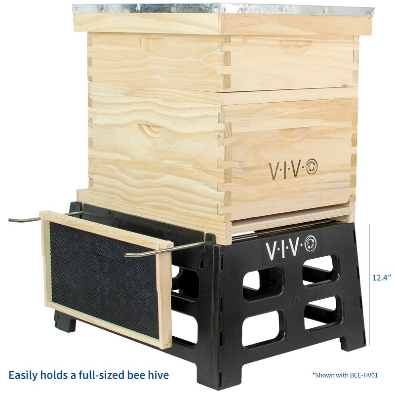 VIVO Black Plastic Beehive Stand for 10 Frame Langstroth Hives,