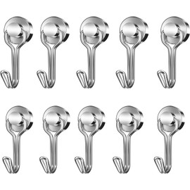 Aipudun Magnetic Hooks, Pack of 10 Black Magnetic Hooks, Extra Strong, 20 mm Black Magnetic Hook, Rotatable Holds 30 lbs (13 kg), Super Strong Magnets with Hook, Rotatable and Swivelling (20 mm,