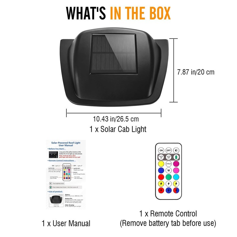 PIFOOG Solar Cab Lights for Trucks, No Drill Wireless Roof