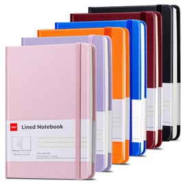 deli 6 Pack Multicolor Lined Journal Notebook for Work, Moleskine Notebooks, A5 (5.5"x8.3"), 160 Pages Hardcover Journaling Notebooks, Multicolor College Ruled Notebooks for Notes-taking/Work/Travel