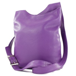 modamoda de T221 Women's Leather Shoulder Bag Medium Handmade in Italy, purple
