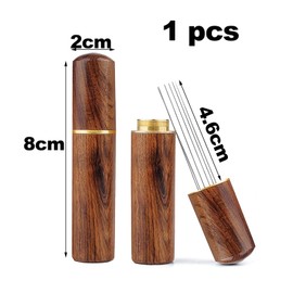 1 Piece Portafilter Accessories, Espresso Accessories, Wdt Tool Espresso, Espresso Needle, Espresso Distributor, Coffee Distributor, Coffee Distributor, with 6 Stainless Steel Fine Needles (Rosewood)